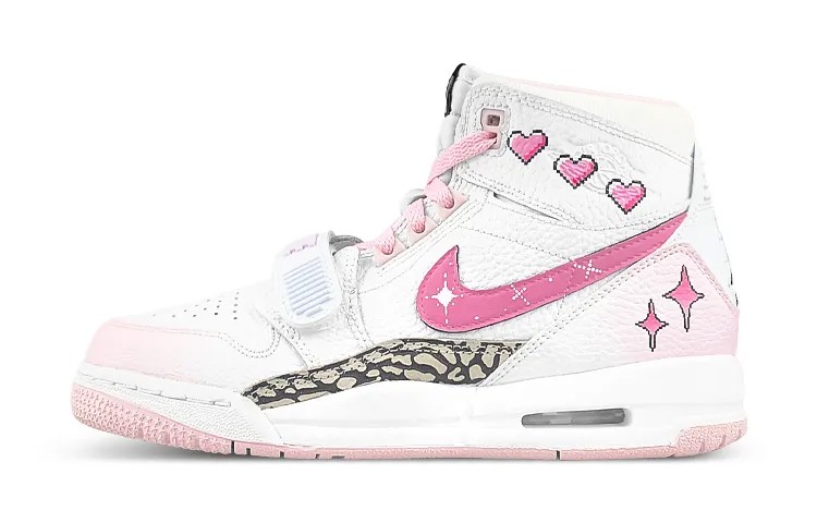 Кроссовки Jordan Legacy 312 Vintage Basketball Shoes Women's High-top Pink, белый