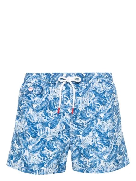 Kiton плавки-шорты с принтом, синий