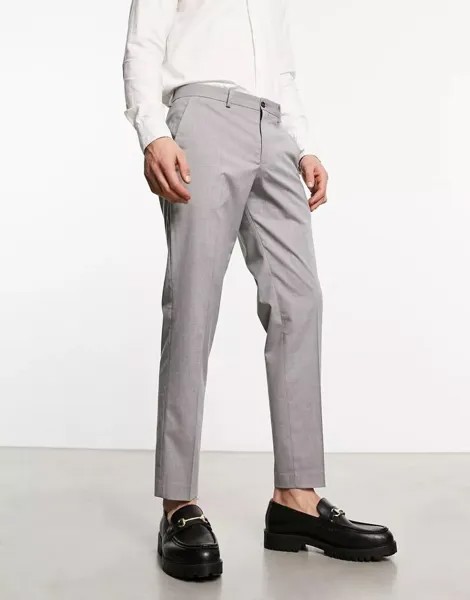 Selected Homme – элегантные брюки короткого кроя светло-серого цвета