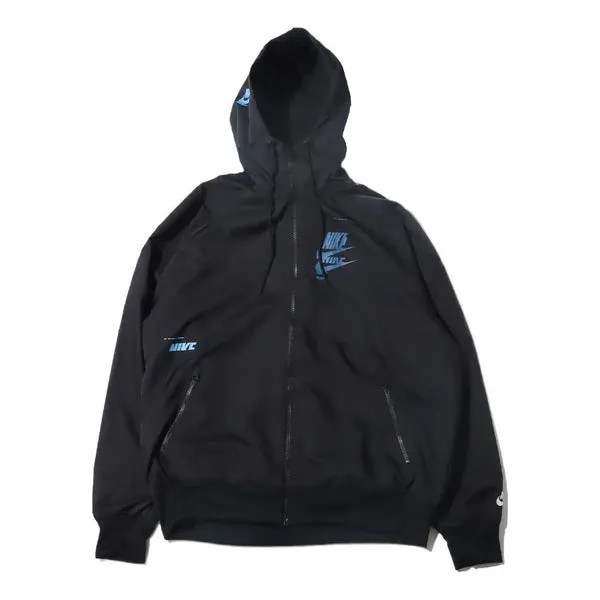 Куртка Men's Nike Sportswear Sport Essentials Logo Printing Woven Breathable Hooded Jacket Black, мультиколор