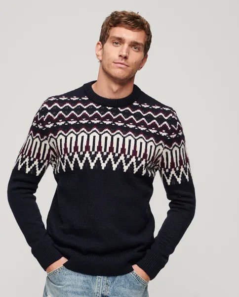 Вязаный свитер с круглым вырезом Fair Isle Superdry, синий