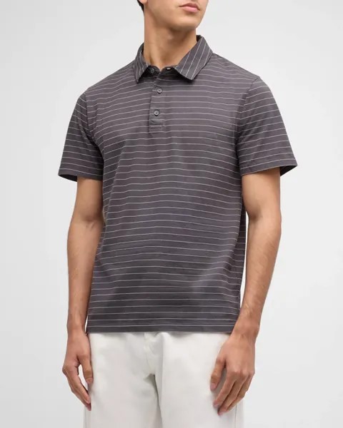 Мужская рубашка поло в полоску, окрашенная в готовом виде Vince, цвет Washed Black