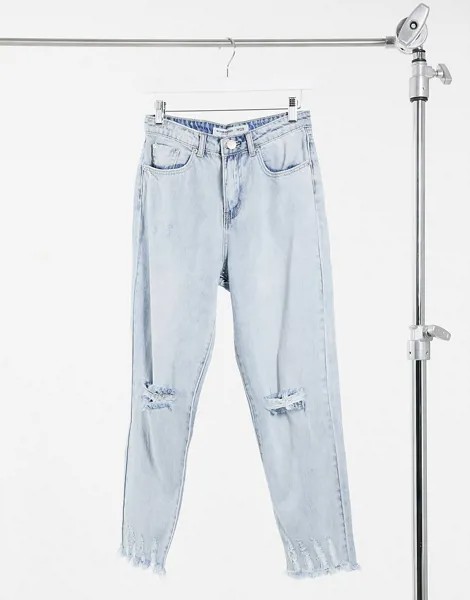 Свободные выбеленные джинсы с потертостями Glamorous-Голубой