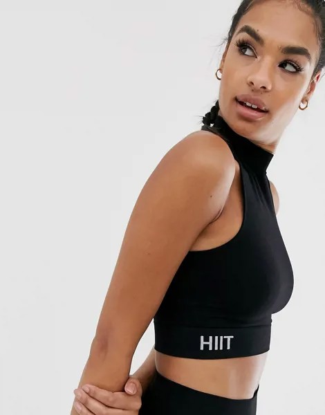 Черный бесшовный кроп-топ HIIT