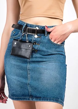Юбка женская джинс S&T 6127 + ремень + кошелек (36, Светло-Синий)