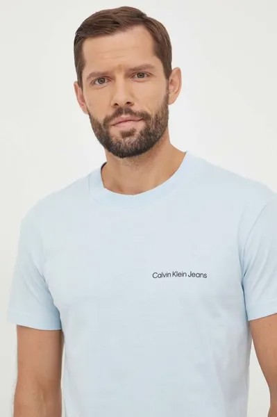 Хлопковая футболка Calvin Klein Jeans, синий