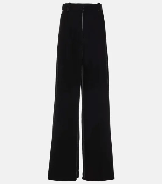 Широкие бархатные брюки с высокой посадкой Nina Ricci, черный