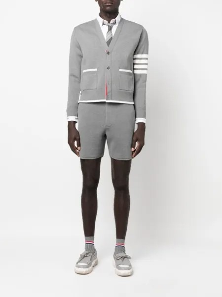 Thom Browne кардиган с полосками 4-Bar, серый
