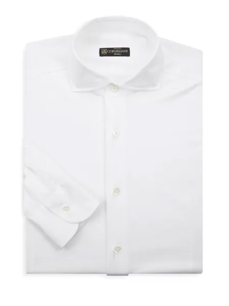 Повседневная хлопковая классическая рубашка с длинными рукавами Corneliani, белый