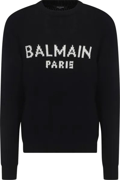 Пуловер Balmain Merino Pullover 'Noir/Blanc', черный