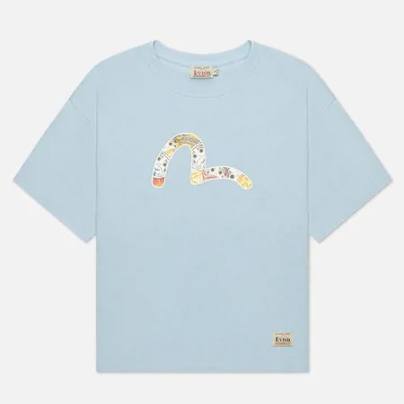 Женская футболка Evisu Daruma All Over Printed Seagull, цвет голубой, размер M