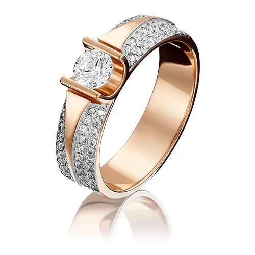 PLATINA jewelry Золотое кольцо с вставками Swarovski 01-1275-00-502-1110-38, размер 19,5