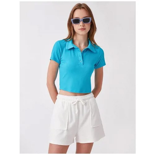Блузка-поло KOTON WOMEN, 1YAK13794EK, цвет: TURQUOISE, размер: M