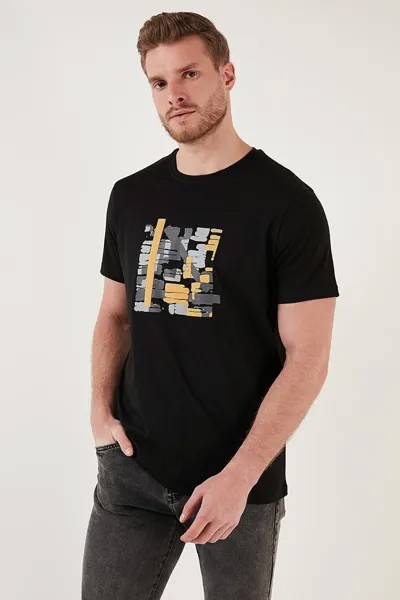 Облегающая футболка из 100 % хлопка с круглым вырезом с принтом 646R3710 Buratti, черный