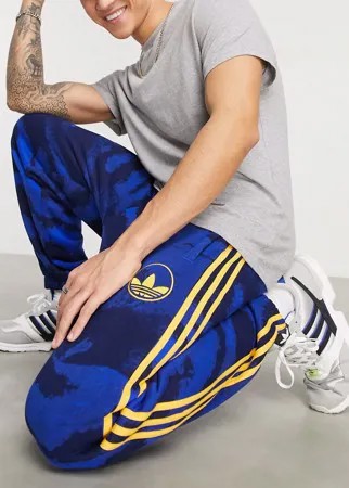 Синие джоггеры с зебровым принтом adidas Originals-Темно-синий