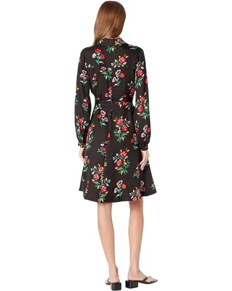 Платье Kate Spade New York Autumn Floral Silk Twill Shirtdress, черный