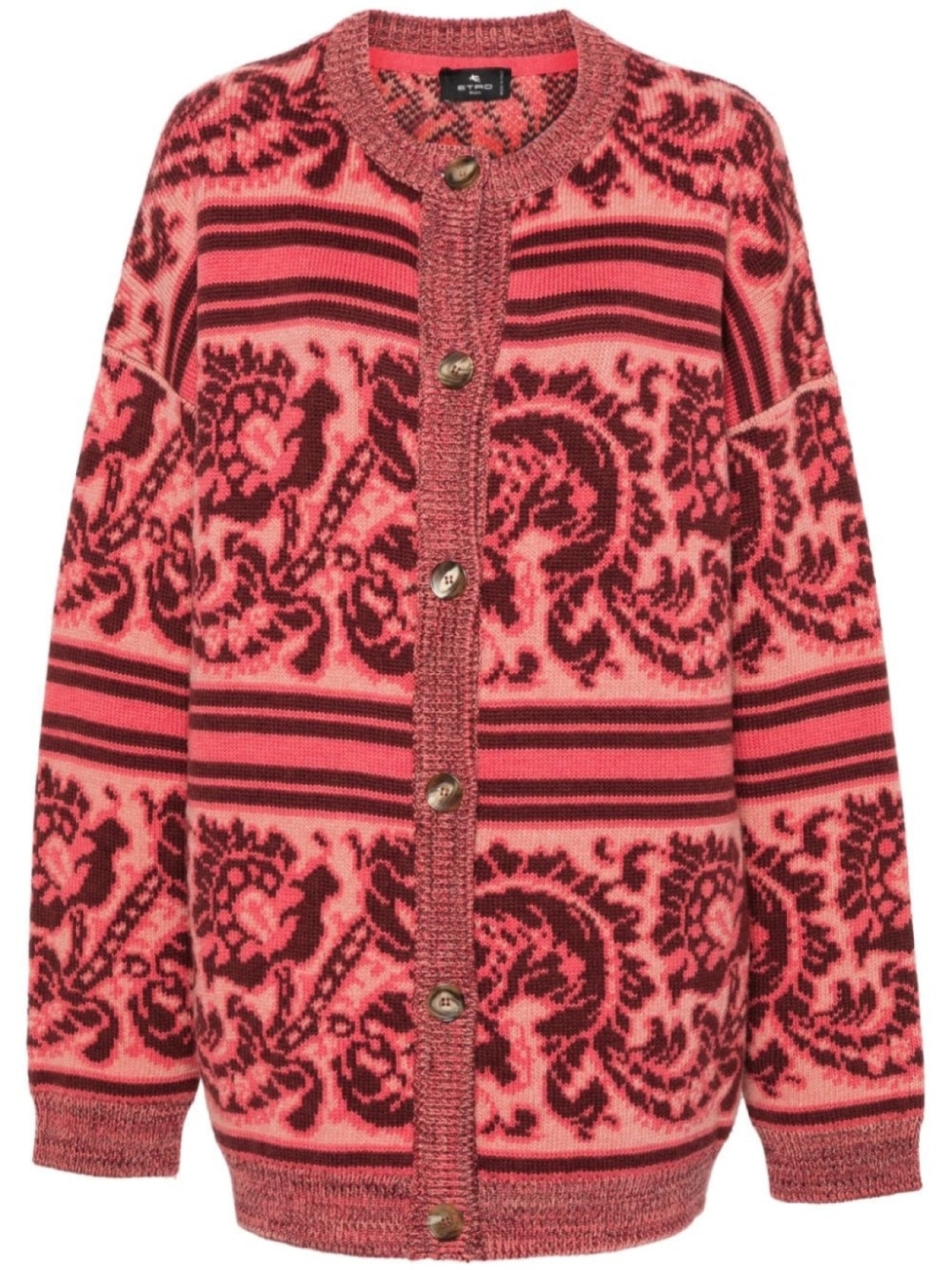 ETRO кардиган из смесовой шерсти с узором, розовый