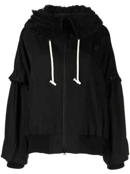 Yohji Yamamoto худи с искусственным мехом, черный