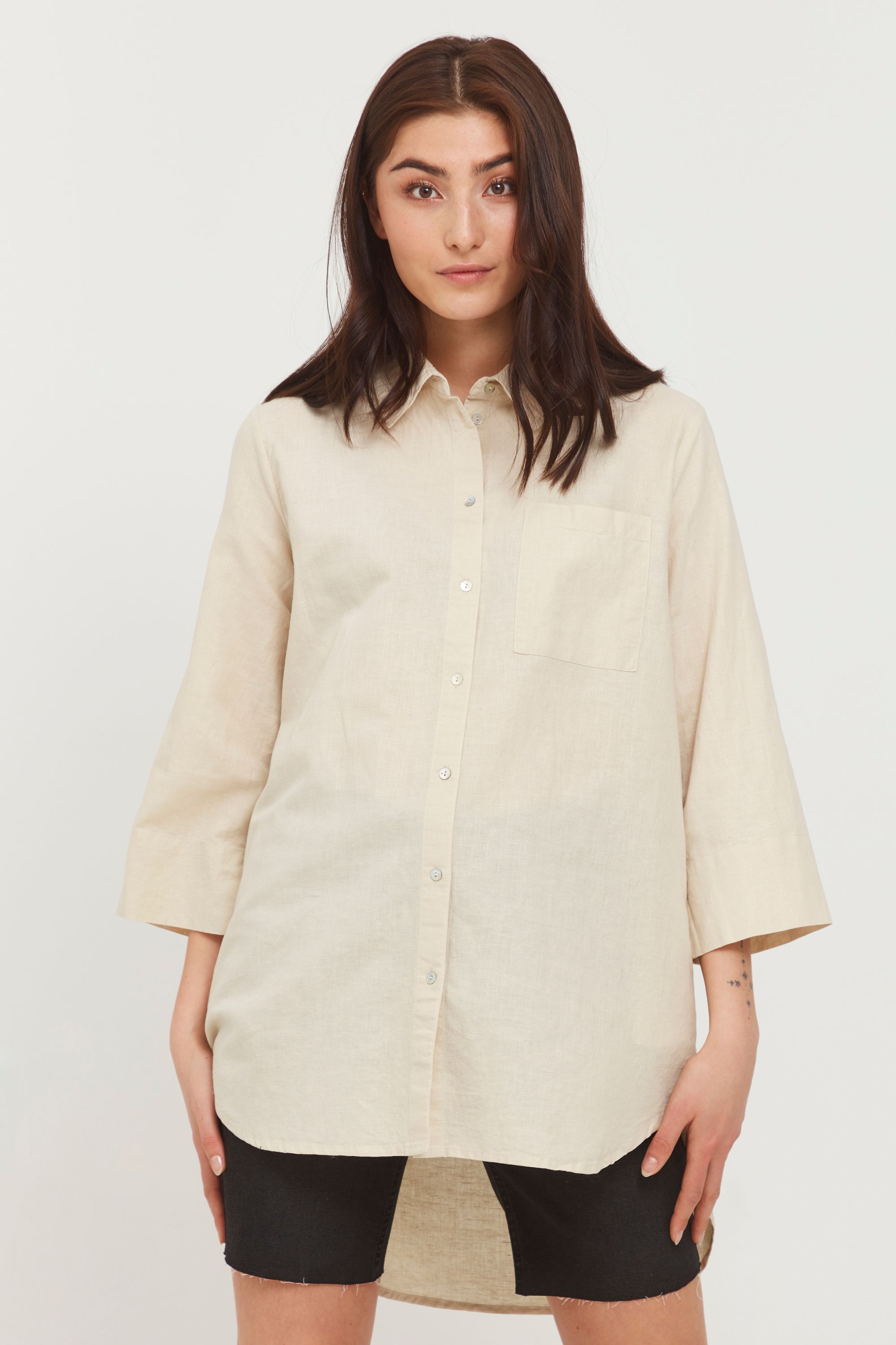 Блуза b.young Langarm BYEMMAN LONG SHIRT, натуральный