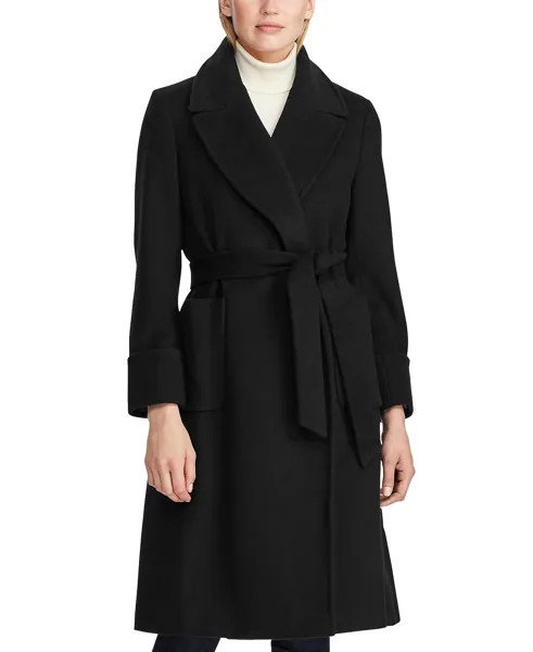 Женское пальто с запахом и воротником-стойкой на поясе Lauren Ralph Lauren, черный