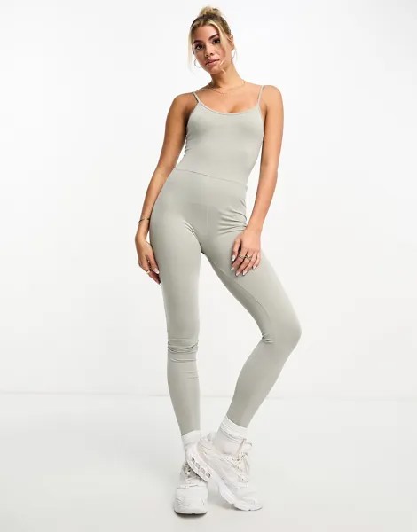 Комбинезон Pull&Bear strappy seamless, светло-серый