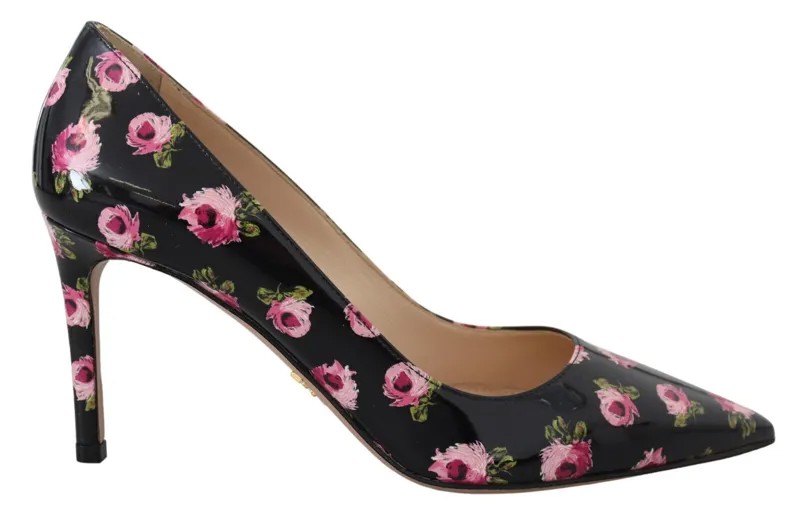 PRADA Shoes Черные кожаные туфли-лодочки на шпильке с цветочным принтом EU37 /US6,5 $1200USD