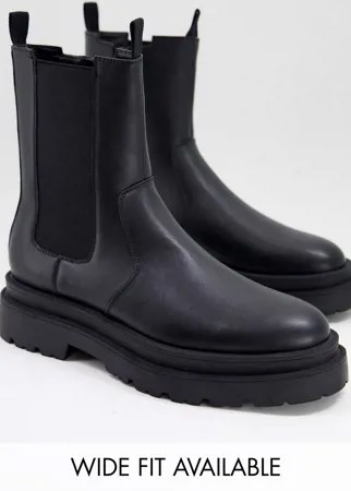 Черные ботинки челси из искусственной кожи на массивной подошве ASOS DESIGN-Черный цвет