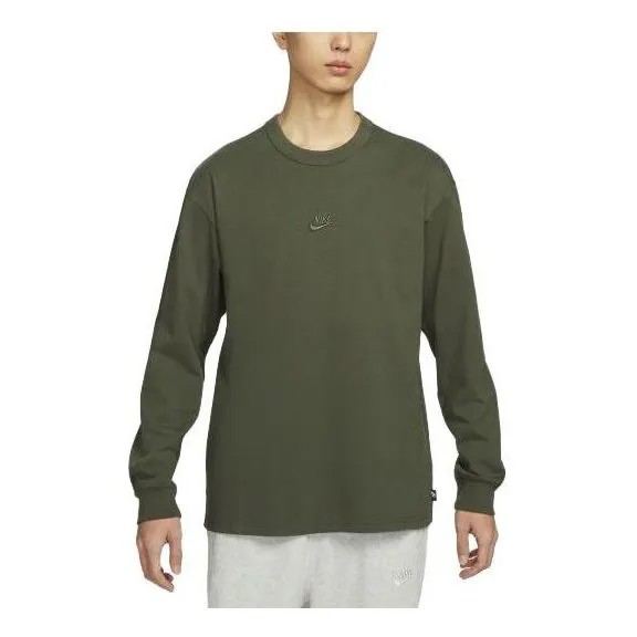 Футболка Nike Sportswear Premium Essentials Long-Sleeve T-Shirt 'Green', зеленый