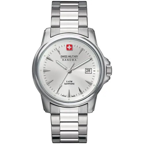 Наручные часы Swiss Military Hanowa мужские Classic 06-5230.04.001 кварцевые, водонепроницаемые, подсветка стрелок, серебряный