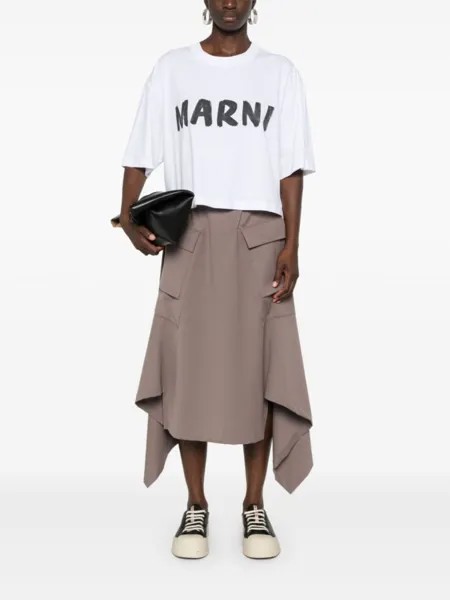 Marni укороченная футболка из органического хлопка, белый