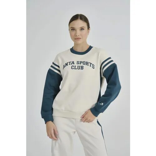 Свитшот спортивный Anta Sports Club, размер L, , белый/зеленый