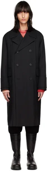 Черное пальто с отложным воротником Wooyoungmi