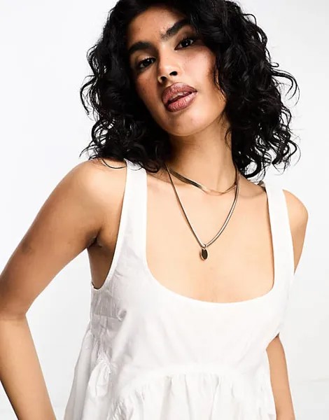 Белый сарафан миди с квадратным вырезом ASOS DESIGN