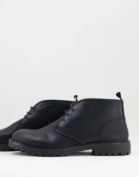Черные ботинки чукка в строгом стиле Topman Ayden-Черный