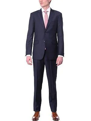 Мужской однотонный темно-синий приталенный пиджак Label M Sportcoat
