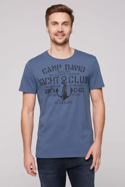 Рубашка CAMP DAVID с круглым вырезом, хлопок, цвет Blue Haze