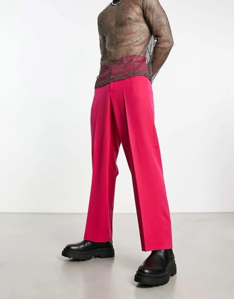 Ярко-розовые элегантные широкие брюки ASOS DESIGN