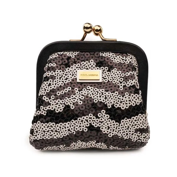 DOLCE - GABBANA Мини-сумка-кошелек на пояс с логотипом DG Zebra и пайетками золотистый, черный, белый 12186