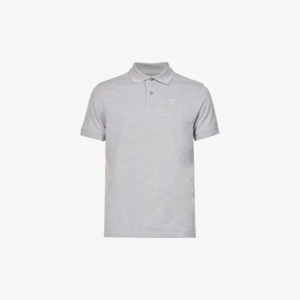 Рубашка-поло стандартного кроя из хлопкового пике с ребристой отделкой и фирменной вышивкой Barbour, серый