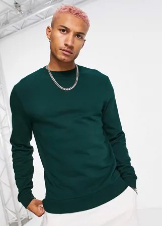 Темно-зеленый свитшот из органического хлопка ASOS DESIGN-Зеленый цвет