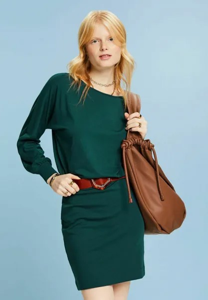 Платье-футляр Esprit KNITTED SLIM FIT, изумрудно-зеленый