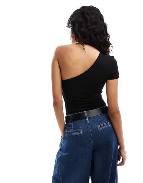 ASOS DESIGN – Черное боди с кепкой на одно плечо >4e4