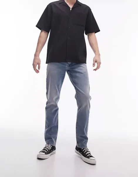 Голубые джинсы узкого кроя Topman