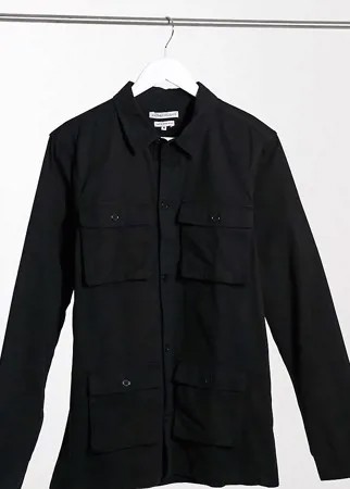 Черная рубашка в стиле милитари от комплекта Another Influence Tall-Черный
