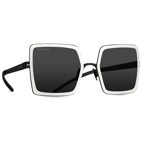 Титановые солнцезащитные очки GRESSO Rodeo Drive - квадратные / черные монолитные / кант белый