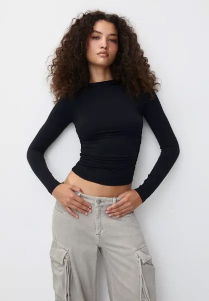 Футболка с длинным рукавом Asymmetric Collar PULL&BEAR, черный