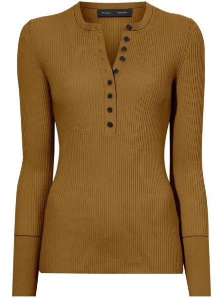 Proenza Schouler джемпер Henley в рубчик, коричневый