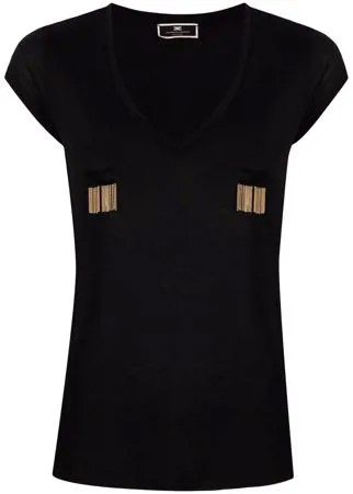 Elisabetta Franchi футболка с V-образным вырезом и пайетками