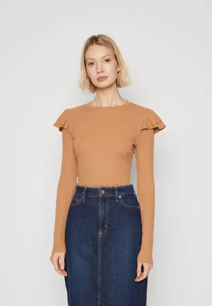 Футболка с длинным рукавом Ruffle GAP, цвет holiday brown