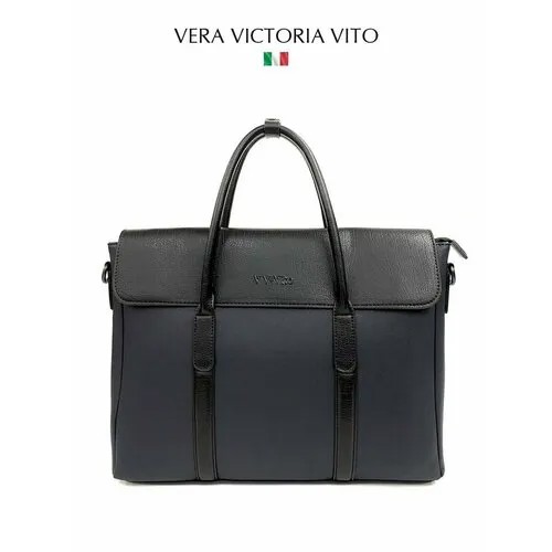 Портфель Vera Victoria Vito 35-203-5, фактура зернистая, синий, черный